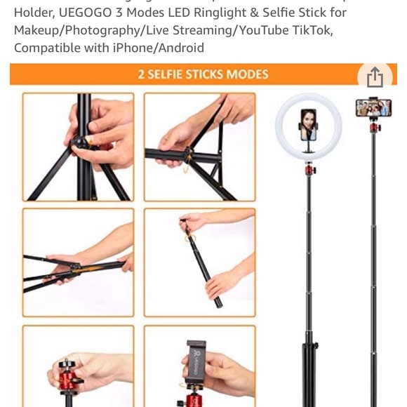 10in LED Ring light and stands - Picture 6 of 7